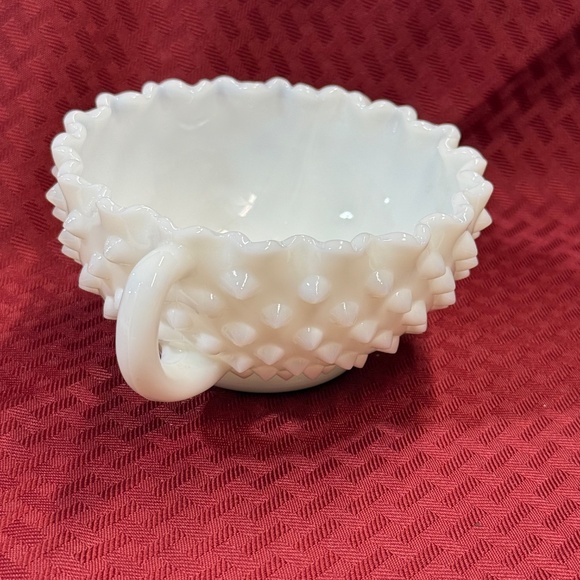 Fenton Vintage Hobnail Milk Glass Nut Bowl Candy Dish Round Handles - Picture 4 of 6